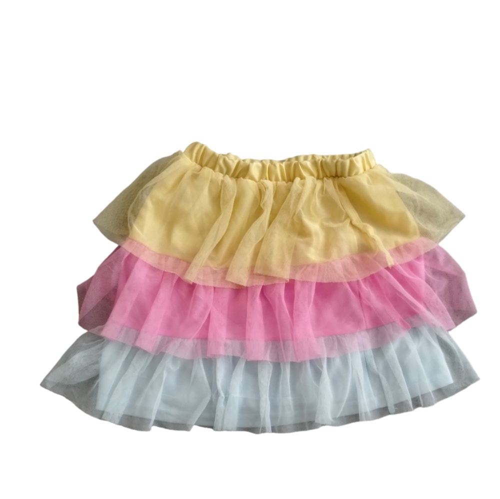 Way To Celebrate Girls Tiered Tutu Mesh Skirt, SZ girl S (6-6x) Yellow Pink Blue
